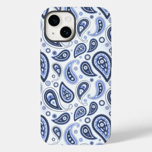 青いペイズリーパターン Case-Mate iPhoneケース (裏面)