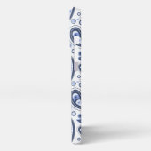 青いペイズリーパターン iPhoneケース (左側面)