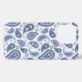 青いペイズリーパターン iPhoneケース (裏面横)