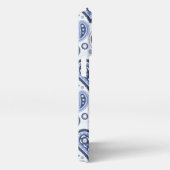 青いペイズリーパターン iPhoneケース (右側面)