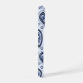 青いペイズリーパターン iPhoneケース (右側面)