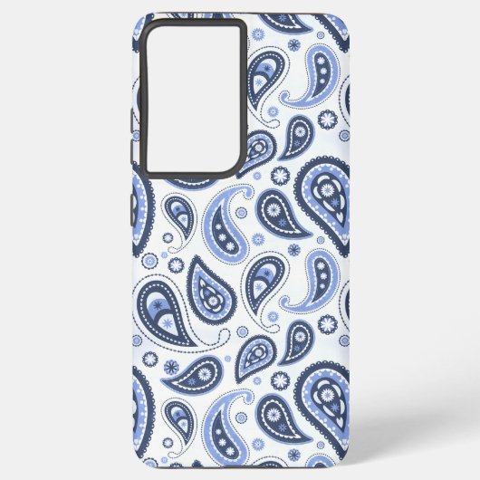 青いペイズリーパターン SAMSUNG GALAXYケース (裏面)