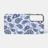 青いペイズリーパターン SAMSUNG GALAXYケース (裏面横)