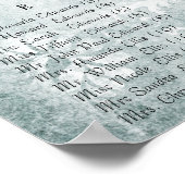 青いペイズリーピーコックカラー披露宴シーティングチャート ポスター (角)