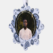 青いペイズリー柄 オーナメントカード (左)