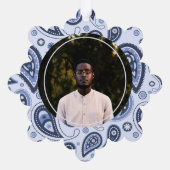 青いペイズリー柄 オーナメントカード (裏面)