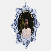 青いペイズリー柄 オーナメントカード (右)