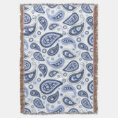 青いペイズリー模様 スローブランケット (正面縦)