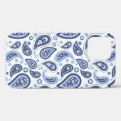 青いペイズリー模様 Case-Mate iPhoneケース (裏面 (横))