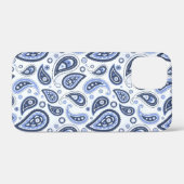 青いペイズリー模様 Case-Mate iPhoneケース (裏面 (横))