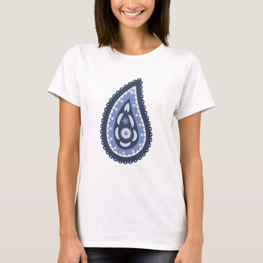 青いペイズリー模様 Tシャツ (正面)