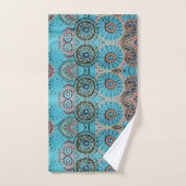 青いペイズリー バスタオルセット (ハンドタオル)