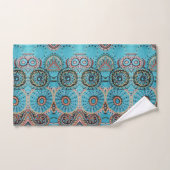 青いペイズリー バスタオルセット (ハンドタオル)