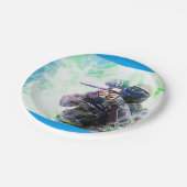 青いペイントボール ペーパープレート (アングル)