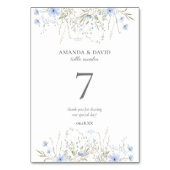 青いペリウィンクルの野生の花の結婚式 テーブルナンバー (裏面)