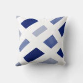 青いペリウィンクル白いジオメトリックな水色 クッション (裏面)