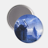 青いペリカン マグネット (正面/裏面)