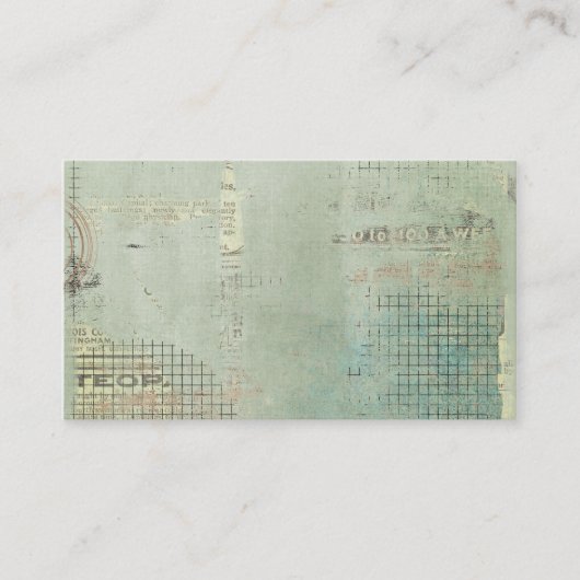 青いペンキのヴィンテージの新聞によって押されるコラージュ 名刺 (正面)