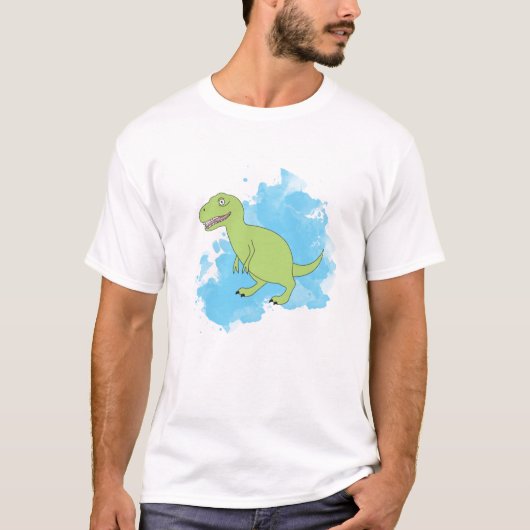 青いペンキの恐竜 Tシャツ (正面)