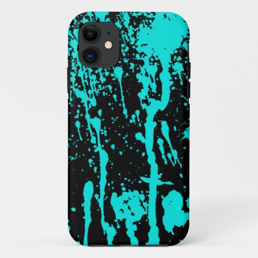 青いペンキの(ばちゃばちゃ)跳ねるおよび滴り Case-Mate iPhoneケース (裏面)