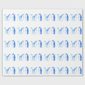 青いペンギンのトリオ ラッピングペーパー (フラット)