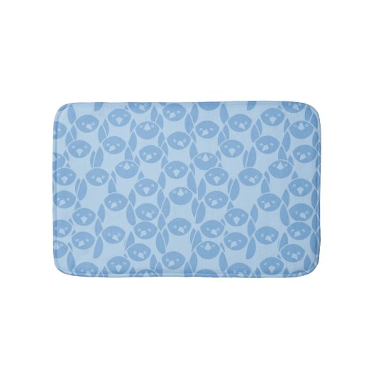 青いペンギンパターン背景 バスマット (正面)