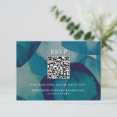 青いペンタゴン水の色結婚のオンラインQRコード 出欠カード (スタンド正面)