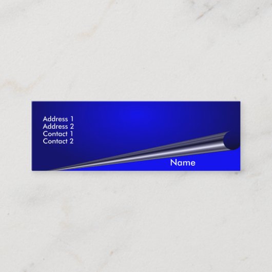 青いページのカール-細いプロフィールカード スキニー名刺 (正面)