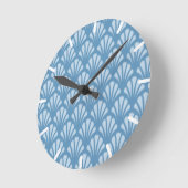 青いホタテ模様 ラウンド壁時計 (傾斜)