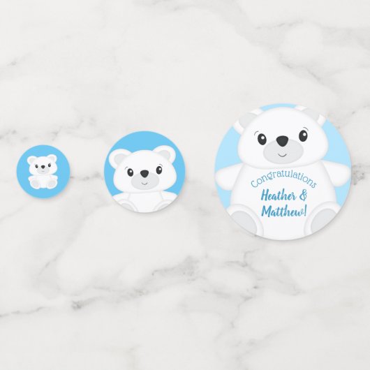 青いホッキョクグマの赤ちゃんシャワー コンフェッティ (正面)