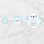 青いホッキョクグマの赤ちゃんシャワー コンフェッティ (裏面)