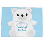 青いホッキョクグマの赤ちゃんシャワー ラージペーパーバッグ (裏面)