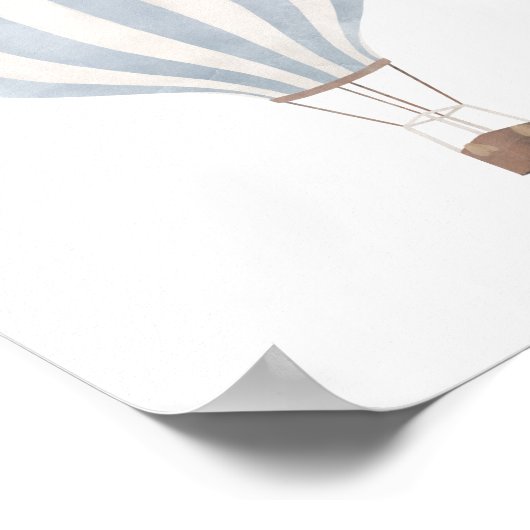 青いホットエアバルーンのベビー部屋装飾ポスター ポスター (角)