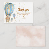 青いホットエアバルーンの感謝カード ノートカード (正面/裏面)