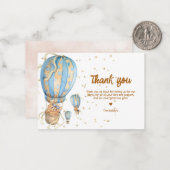青いホットエアバルーンの感謝カード ノートカード (正面/裏面インサイチュ)