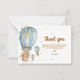 青いホットエアバルーンの感謝カード ノートカード
