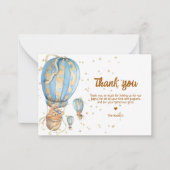 青いホットエアバルーンの感謝 ノートカード (正面)
