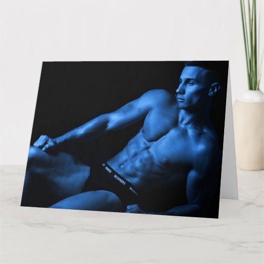 青いホットガイ挨拶カードの男の子 カード (正面)