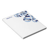 青いホワイトバレーボールのアクセント名前をカスタムする ノートパッド (アングル)