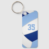 青いホワイトバレーボールチームの色の子供の名前 キーホルダー (正面)