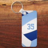 青いホワイトバレーボールチームの色の子供の名前 キーホルダー (正面)