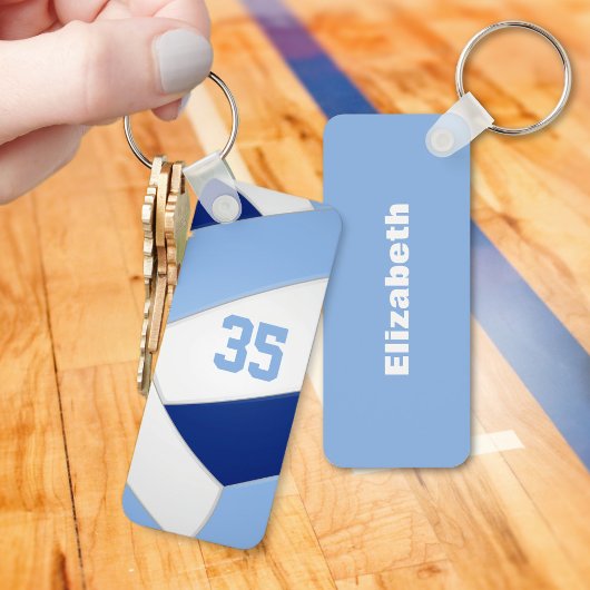 青いホワイトバレーボールチームの色の子供の名前 キーホルダー