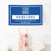 青いホワイトビジネスのロゴが開いています 横断幕 (インサイチュ)