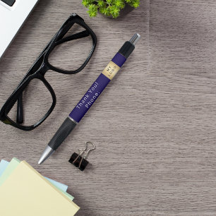 青いホワイトビジネス会社のロゴありがとう ボールペン