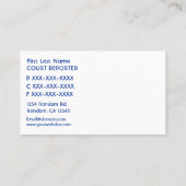 青いホワイトピープルコート記者の名刺 名刺 (裏面)