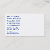 青いホワイトピープルコート記者の名刺 名刺 (裏面)