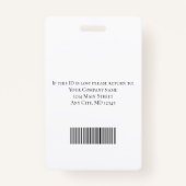 青いホワイトフォトロゴバーコード従業員 バッジ (裏面)