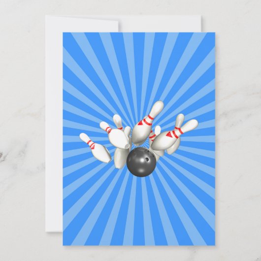 青いボウリングパーティーボーイズの誕生日 招待状 (裏面)