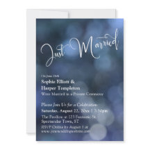 青いボケ光と"Just Married"タイポグラフィ