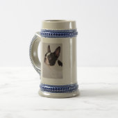 青いボストンテリア犬ステイン ビールジョッキ (正面左)